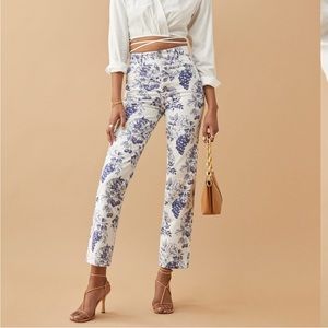 Cynthia Toile High Rise Straight Jeans